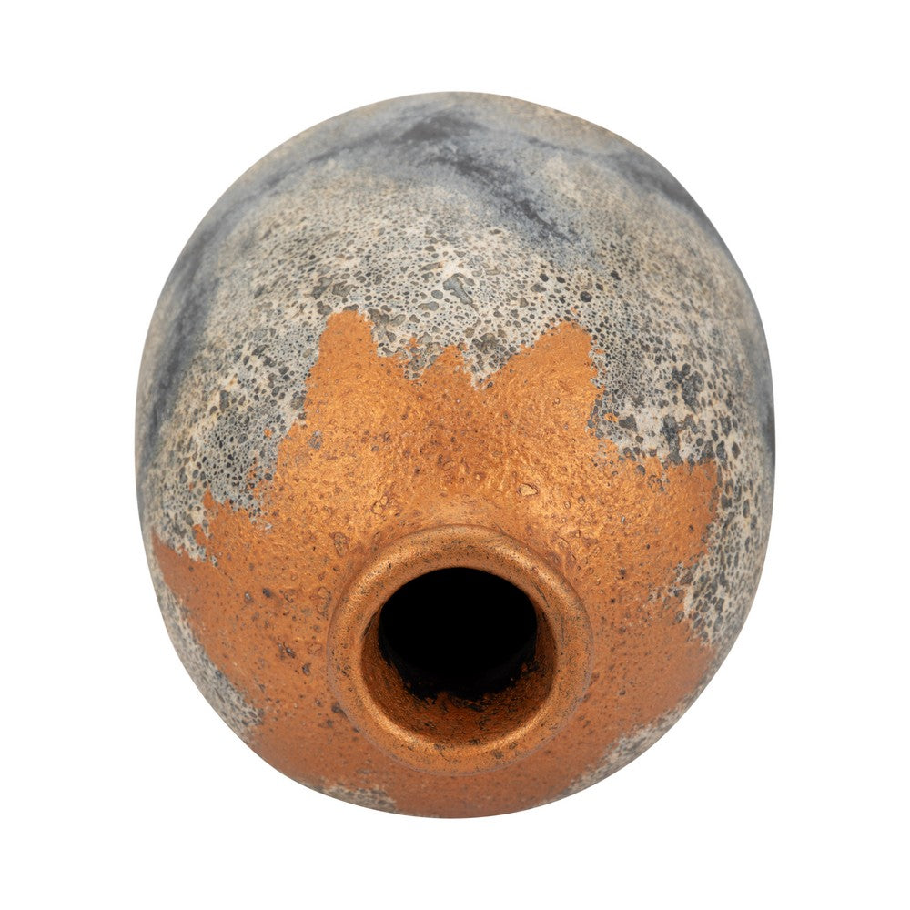 Decorative Accent Flower Vase | 16" Rustic Blue | Gold Terracotta