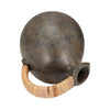Jug Vase w Woven Rattan Handle | Rustic Black & Brown Terracotta