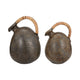 Jug Vase w Woven Rattan Handle | Rustic Black & Brown Terracotta