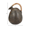 Jug Vase w Woven Rattan Handle | Rustic Black & Brown Terracotta