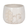 Outdoor Accent Planter | 9" Ivory Ceramic | Textured Mushroom Applique