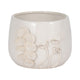 Outdoor Accent Planter | 9" Ivory Ceramic | Textured Mushroom Applique