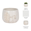 Outdoor Accent Planter | 9" Ivory Ceramic | Textured Mushroom Applique