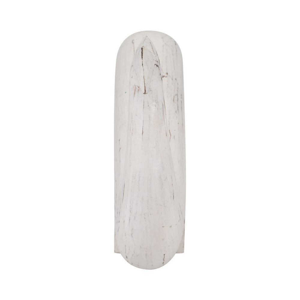 15" Whale Tabletop Decor Sculpture w Tail Up | White Albasia Wood