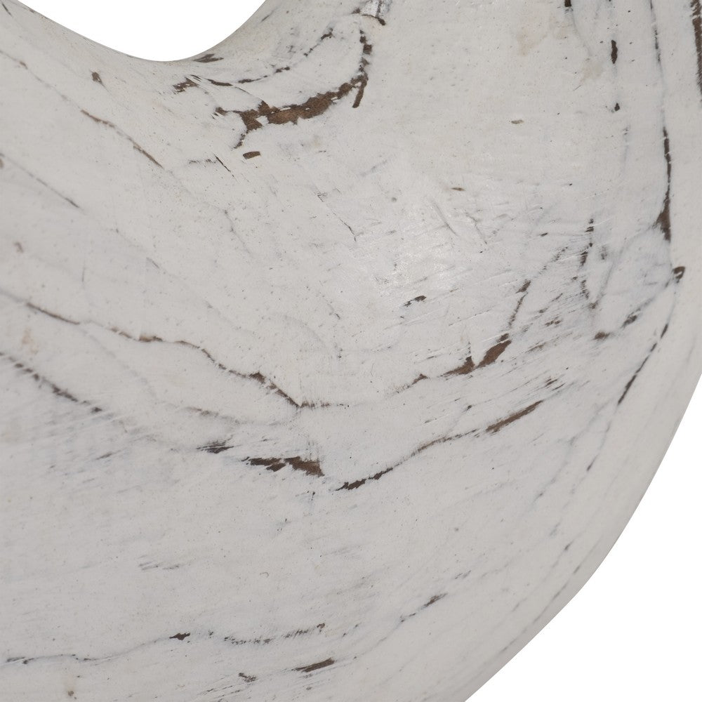 15" Whale Tabletop Decor Sculpture w Tail Up | White Albasia Wood