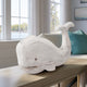 15" Whale Tabletop Decor Sculpture w Tail Up | White Albasia Wood