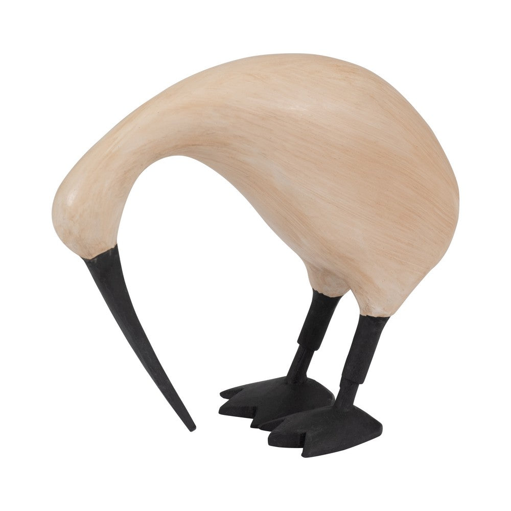Decorative Kiwi Bird Figurine | Black Beak & Legs | 7" Natural Brown