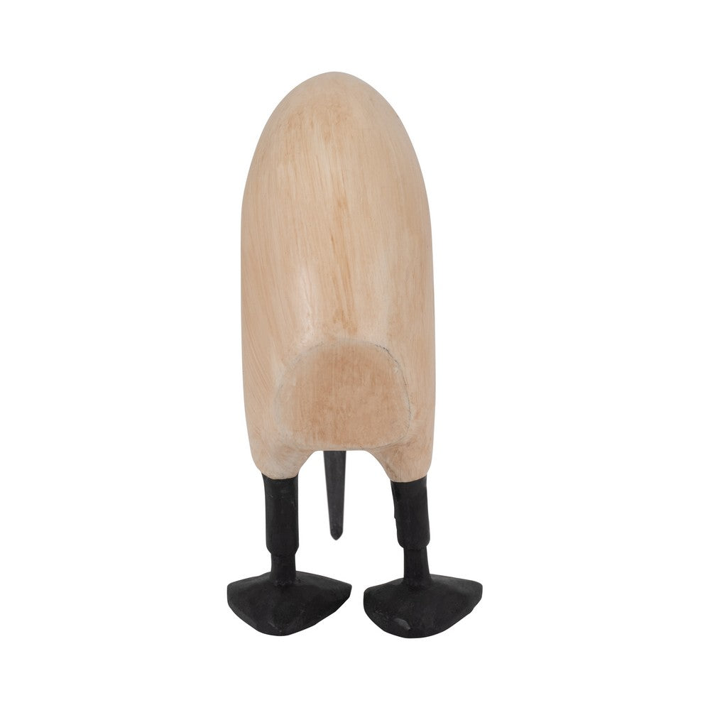Decorative Kiwi Bird Figurine | Black Beak & Legs | 7" Natural Brown