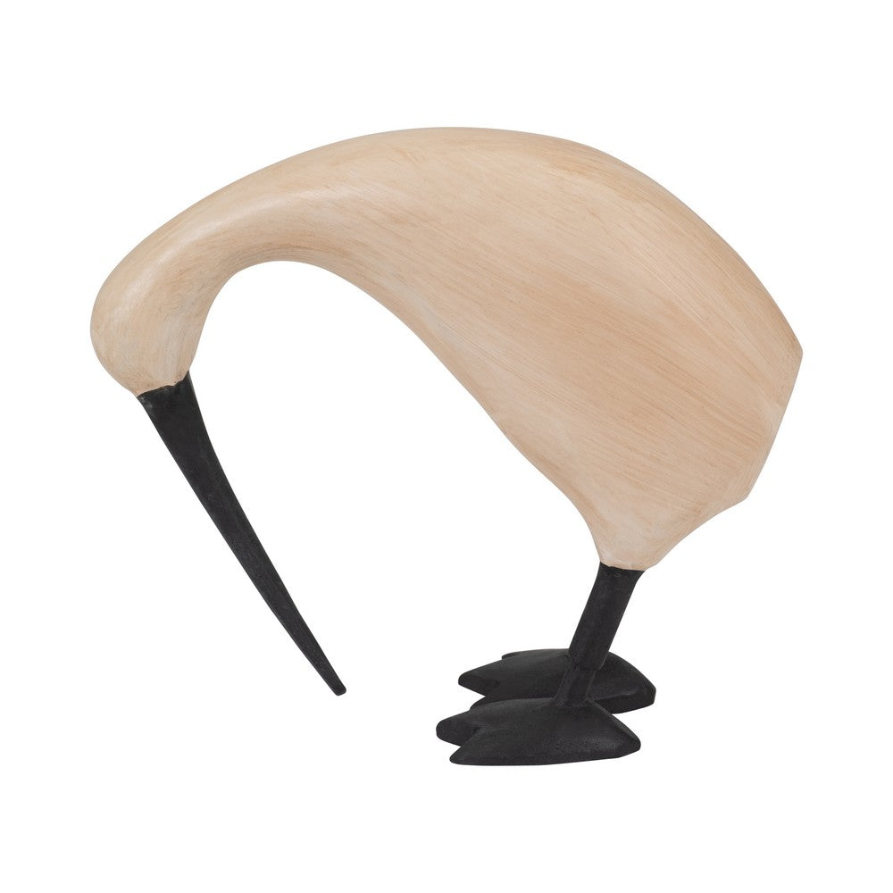 Decorative Kiwi Bird Figurine | Black Beak & Legs | 7" Natural Brown
