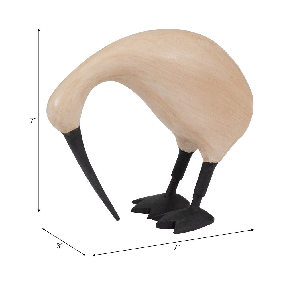 Decorative Kiwi Bird Figurine | Black Beak & Legs | 7" Natural Brown