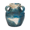 Accent Floral Vase w 3 Handles | 10" Blue & Ivory Terracotta