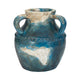 Accent Floral Vase w 3 Handles | 10" Blue & Ivory Terracotta
