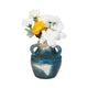 Accent Floral Vase w 3 Handles | 10" Blue & Ivory Terracotta