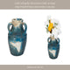 Accent Floral Vase w 3 Handles | 10" Blue & Ivory Terracotta