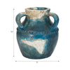 Accent Floral Vase w 3 Handles | 10" Blue & Ivory Terracotta