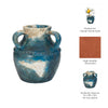 Accent Floral Vase w 3 Handles | 10" Blue & Ivory Terracotta