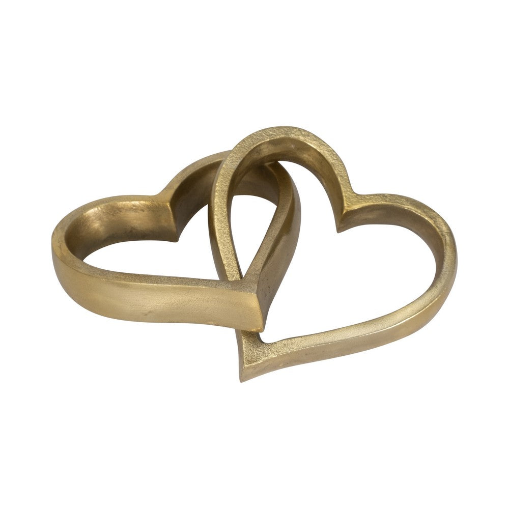 Intertwined Decorative Accent Piece | Two Hearts Intertwined | 9" Gold