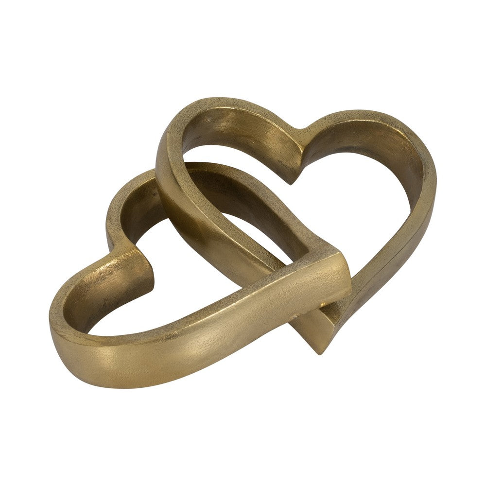 Intertwined Decorative Accent Piece | Two Hearts Intertwined | 9" Gold