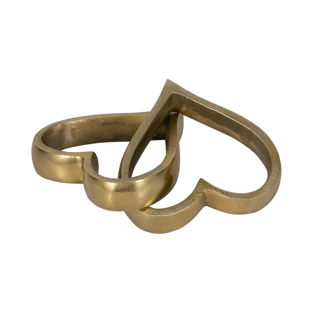 Intertwined Decorative Accent Piece | Two Hearts Intertwined | 9" Gold