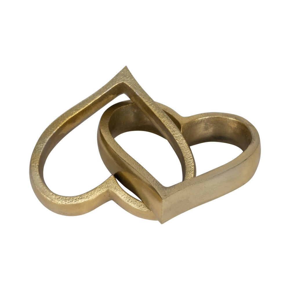 Intertwined Decorative Accent Piece | Two Hearts Intertwined | 9" Gold