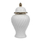20’’ Decorative Temple Jar w Swirl Design | White & Gold Ceramic SBH-19044-01