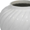 20" Decorative Temple Jar w Swirl Design | White & Gold Ceramic