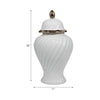 20" Decorative Temple Jar w Swirl Design | White & Gold Ceramic