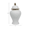 20’’ Decorative Temple Jar w Swirl Design | White & Gold Ceramic SBH-19044-01