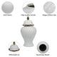 20" Decorative Temple Jar w Swirl Design | White & Gold Ceramic