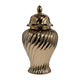 Decorative Temple Jar w Lid | 20" | Gold Swirl Design Ceramic