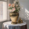 Decorative Temple Jar w Lid | 20" | Gold Swirl Design Ceramic