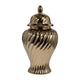 Decorative Temple Jar w Lid | 20" | Gold Swirl Design Ceramic