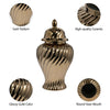 Decorative Temple Jar w Lid | 20" | Gold Swirl Design Ceramic