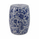 Outdoor Garden Barrel Accent Stool | 17" Classic Blue White Chinoiserie