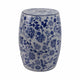 Outdoor Garden Barrel Accent Stool | 17" Classic Blue White Chinoiserie