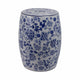 Outdoor Garden Barrel Accent Stool | 17" Classic Blue White Chinoiserie