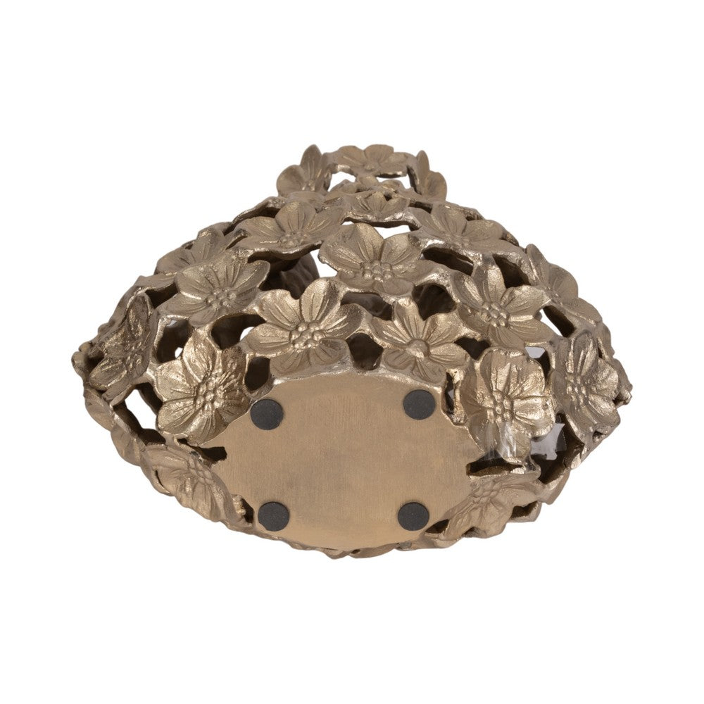 Sculpted Accent Vase | Open Gold Metal Multi Flower Design | 15"