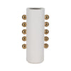 Decorative Flower Vase with Gold Side Knobs | 16" White Ceramic