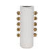 Decorative Flower Vase with Gold Side Knobs | 16" White Ceramic