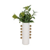 Decorative Flower Vase with Gold Side Knobs | 16" White Ceramic