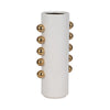 Decorative Flower Vase with Gold Side Knobs | 16" White Ceramic