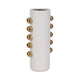 Decorative Flower Vase with Gold Side Knobs | 16" White Ceramic