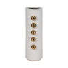 Decorative Flower Vase with Gold Side Knobs | 16" White Ceramic
