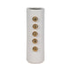 Decorative Flower Vase with Gold Side Knobs | 16" White Ceramic