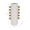Decorative Flower Vase with Gold Side Knobs | 16" White Ceramic