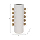 Decorative Flower Vase with Gold Side Knobs | 16" White Ceramic