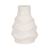 Decorative Vase | Wavy Shape & Rippled Texture | White Ceramic | 8"