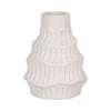Decorative Flower Vase | 6" Ceramic Wavy Design | Glossy White