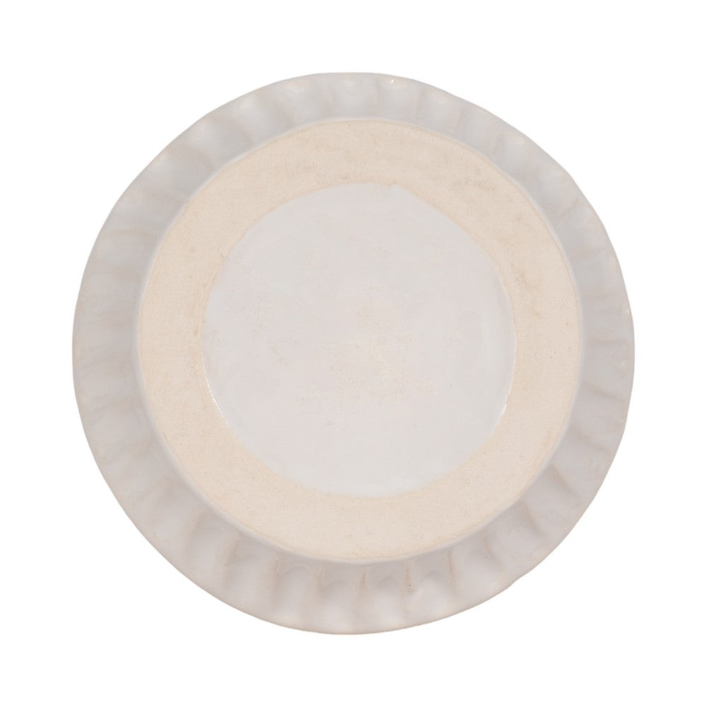 Decorative Flower Vase | 6" Ceramic Wavy Design | Glossy White