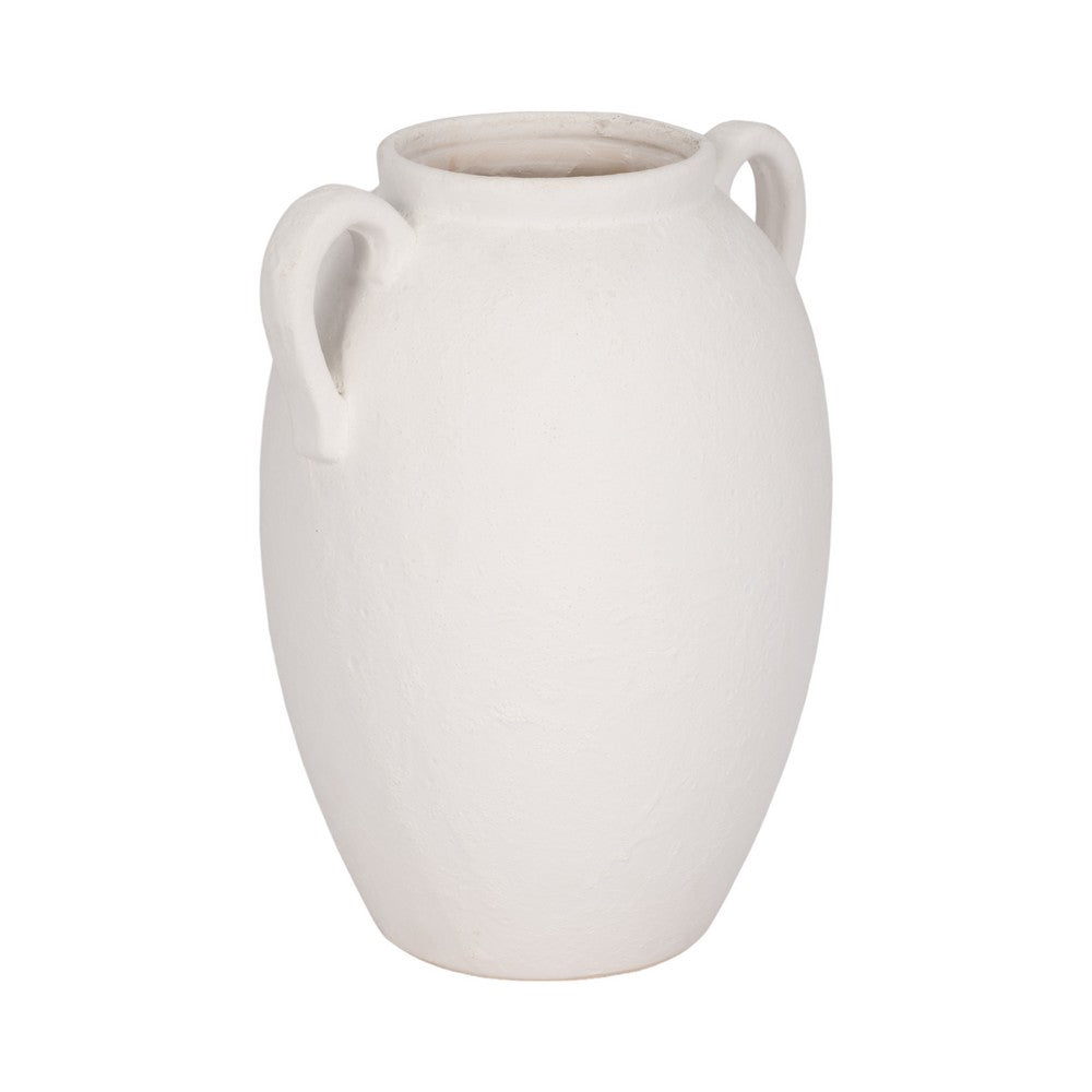 Antique Style Amphora Jug Vase with 2 Handles | 10" White Ceramic